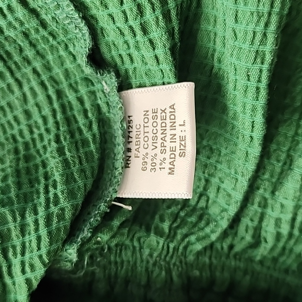 Jennifer & Grace Green Textured Ruched Peplum Top Size L – Short Sleeve Zip - Picture 6 of 6